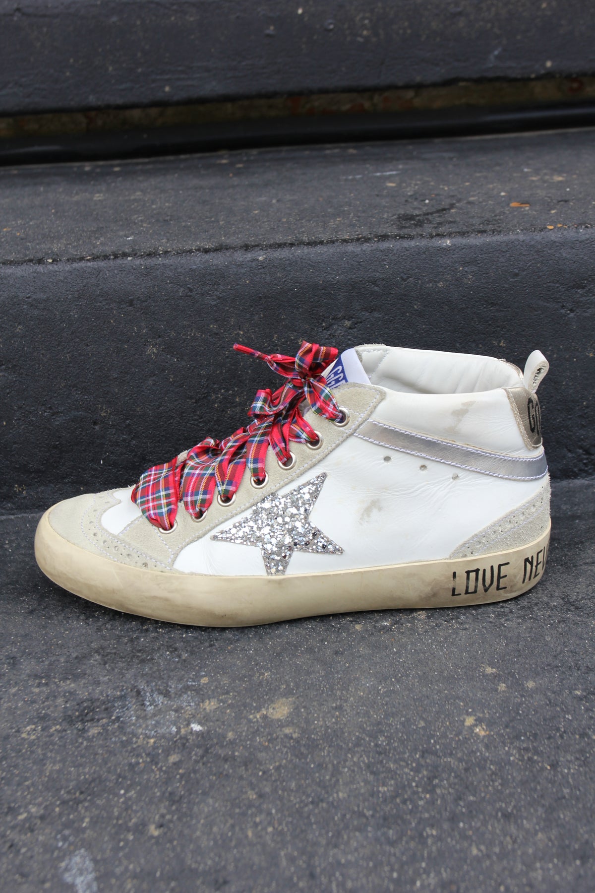 Golden Goose Mid Star “Follow Your Heart” Glitter Sneakers