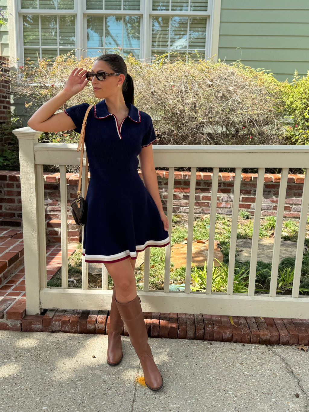 Navy Knit Polo Dress