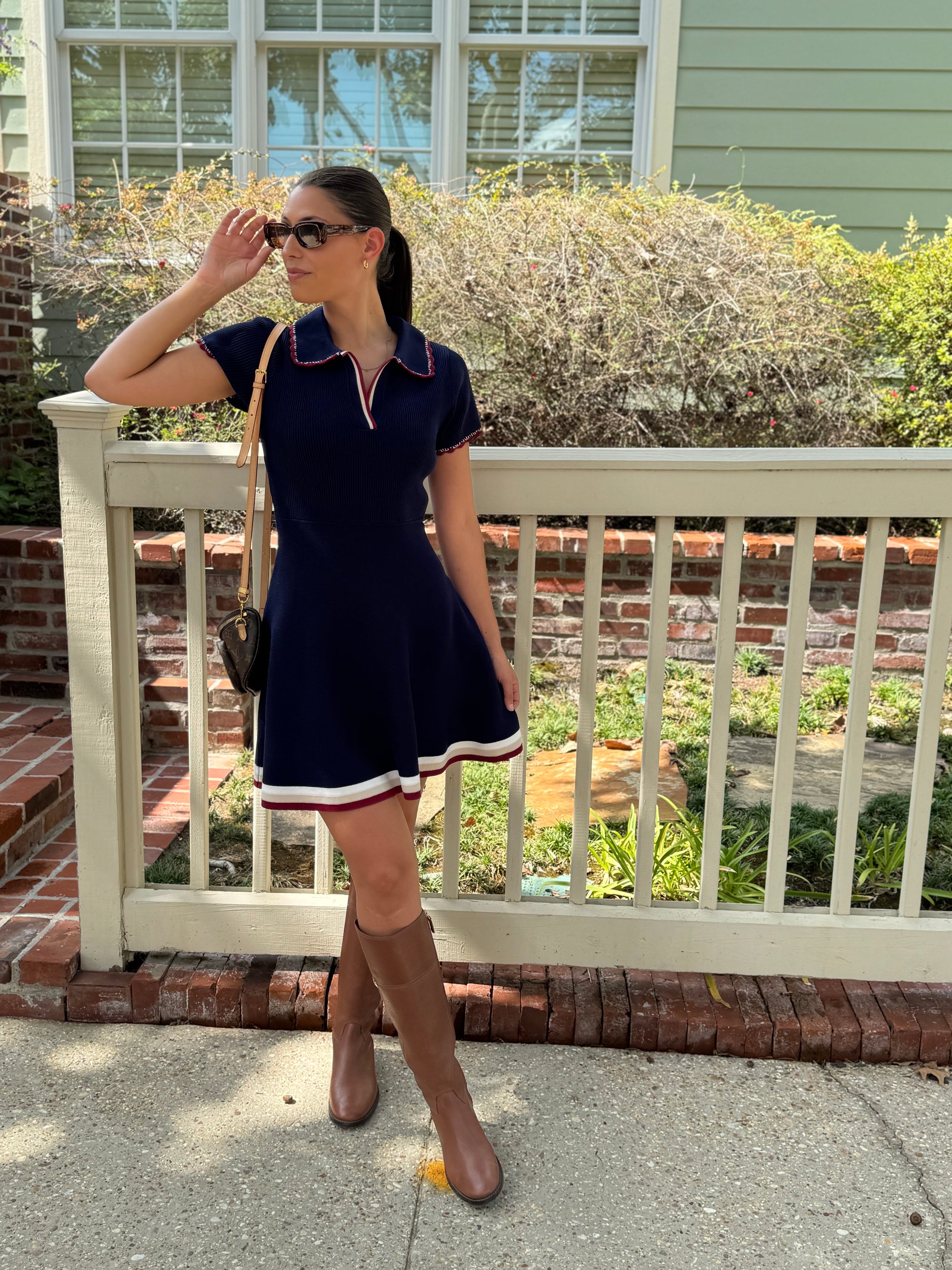 Navy Knit Polo Dress