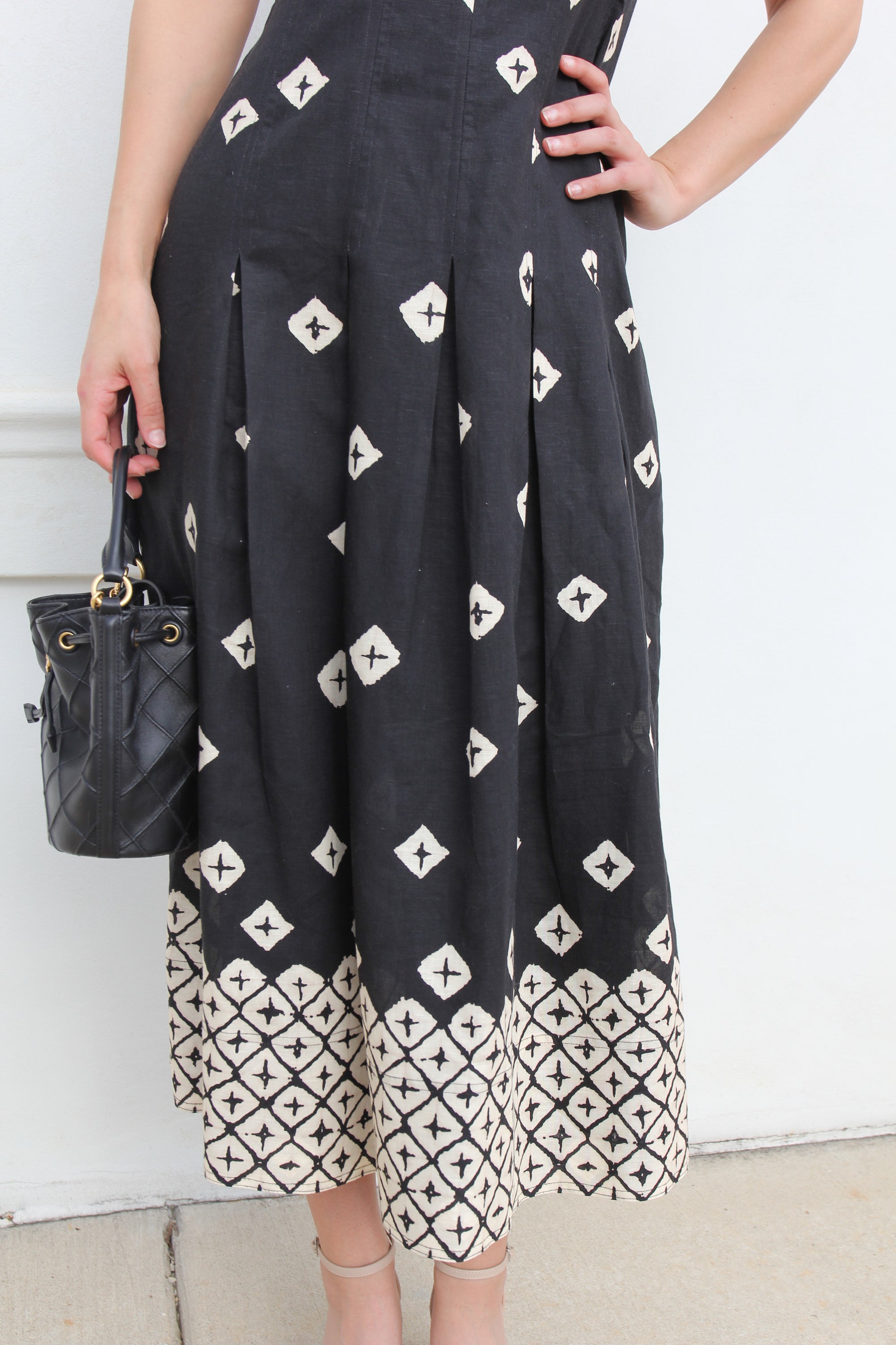 Marie Oliver Dixon Square Neck Linen Midi Dress