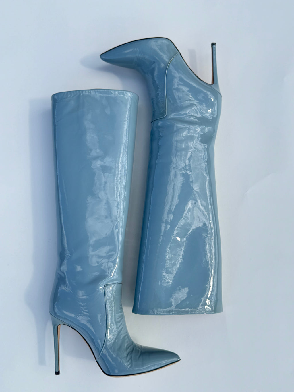 Paris Texas Icy Blue Patent Stiletto Boots