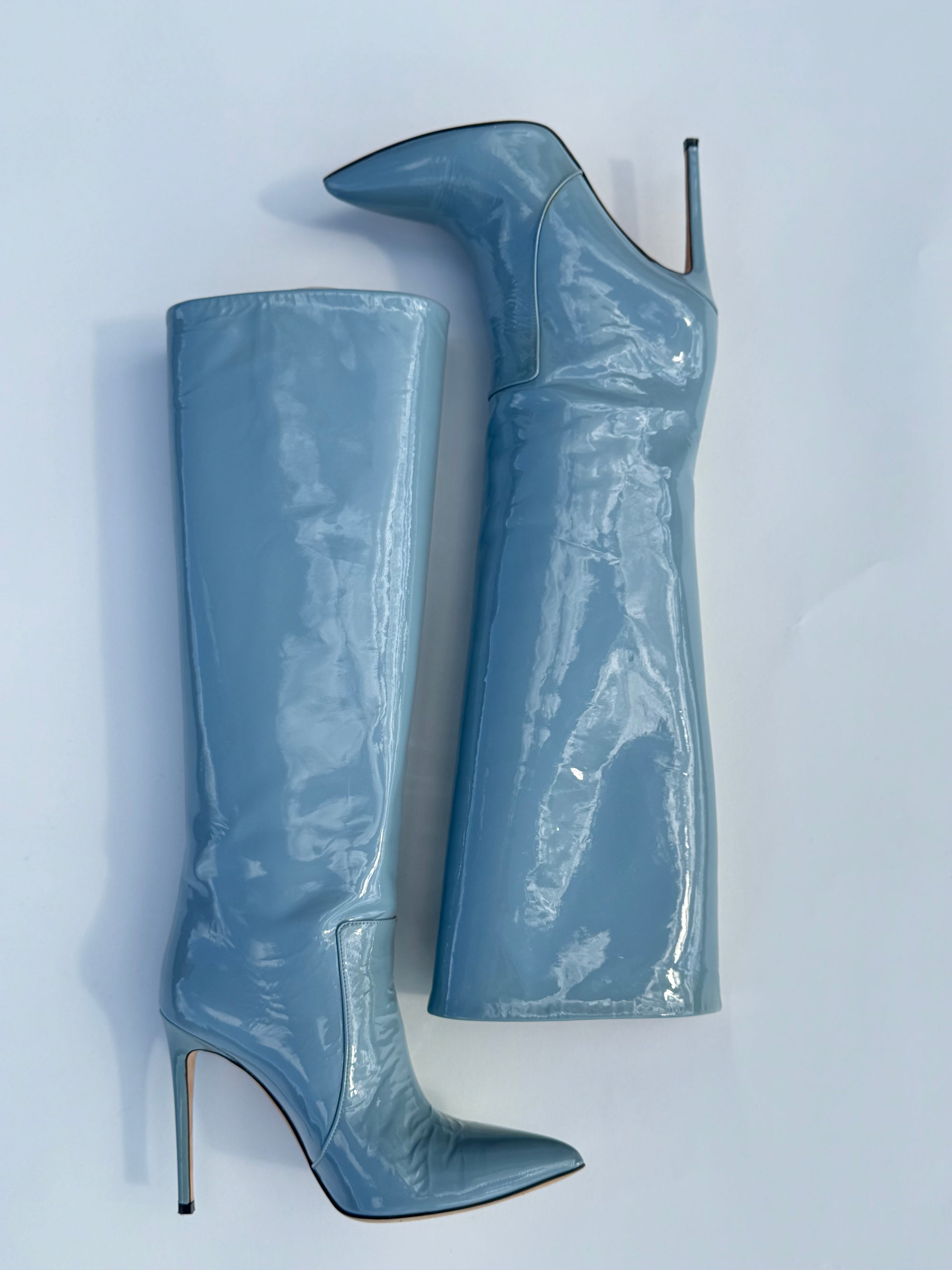 Paris Texas Icy Blue Patent Stiletto Boots