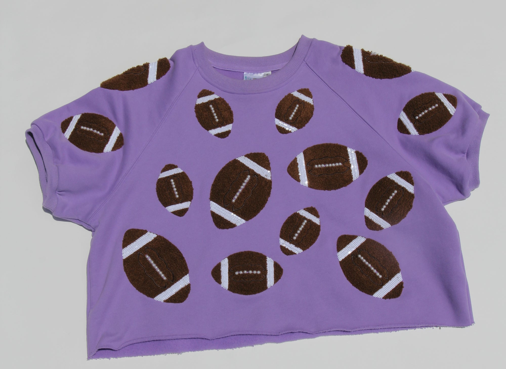 QOS Purple Football Cropped Sweatshirt