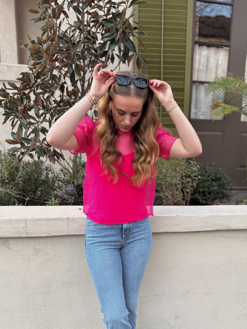 Silk Pink Puff Sleeve Top