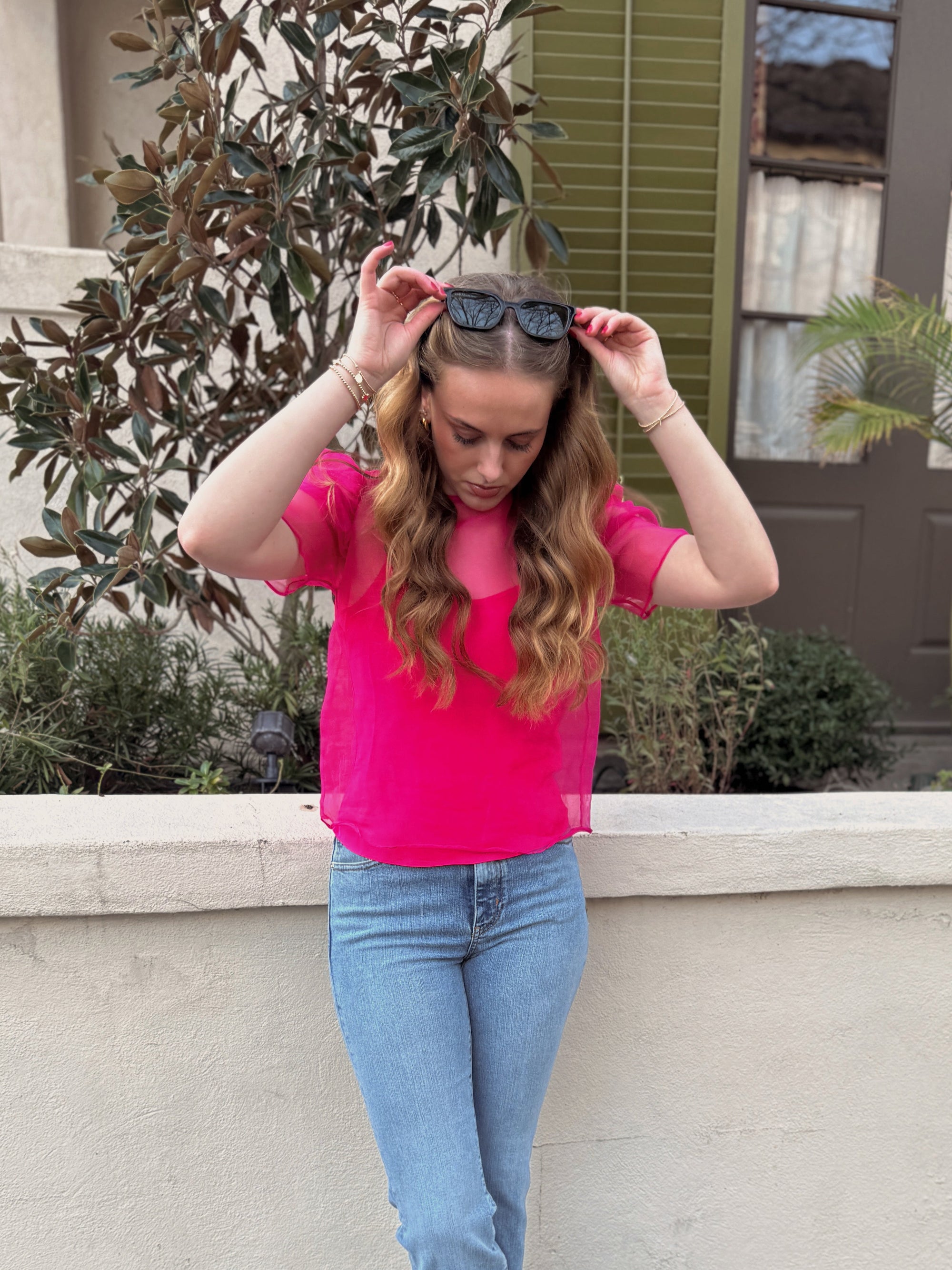 Silk Pink Puff Sleeve Top