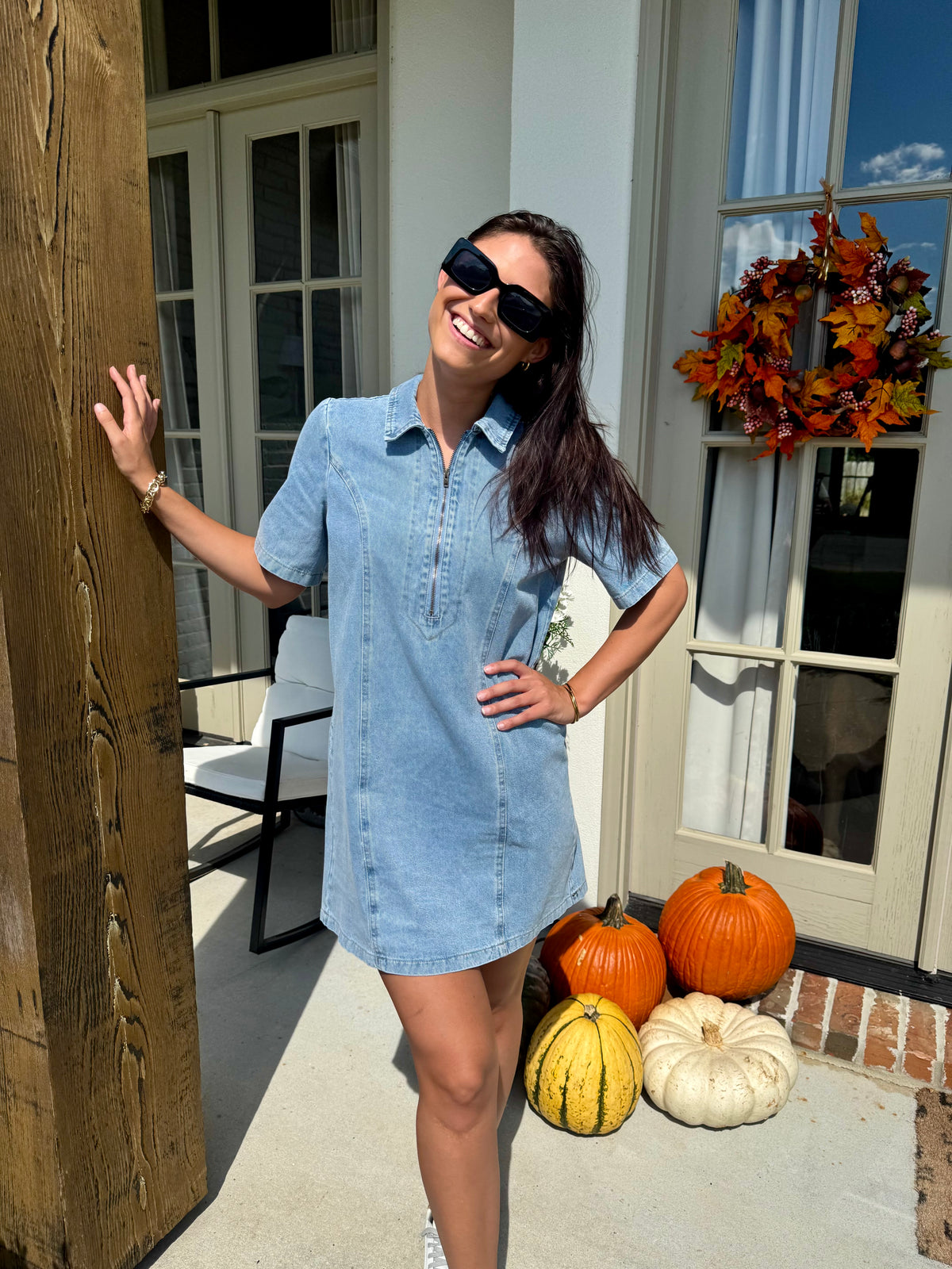 Denim Mini Shift Dress