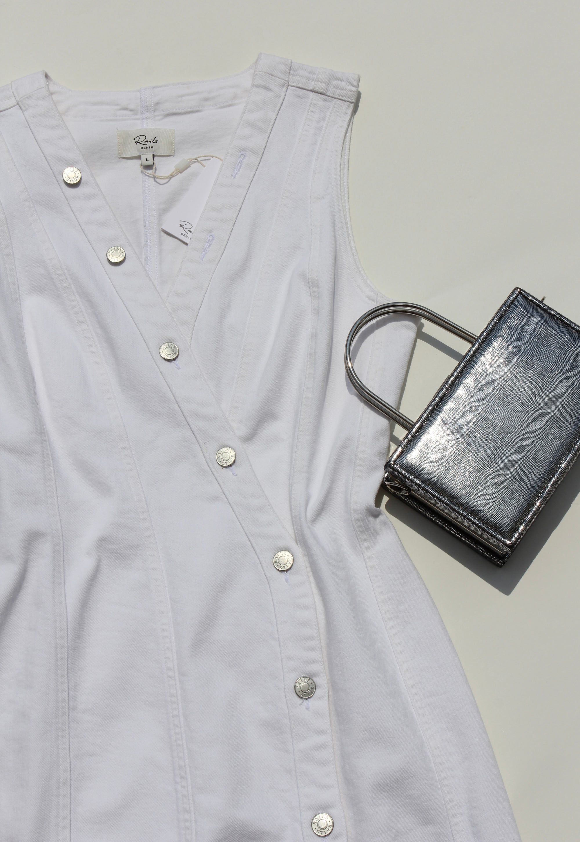 Rails White Strand Denim Dress