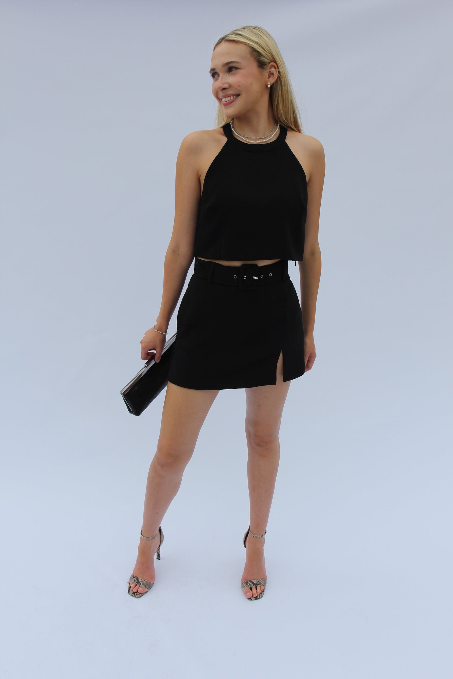 Lavender Brown Black Alani Belted Skort Set