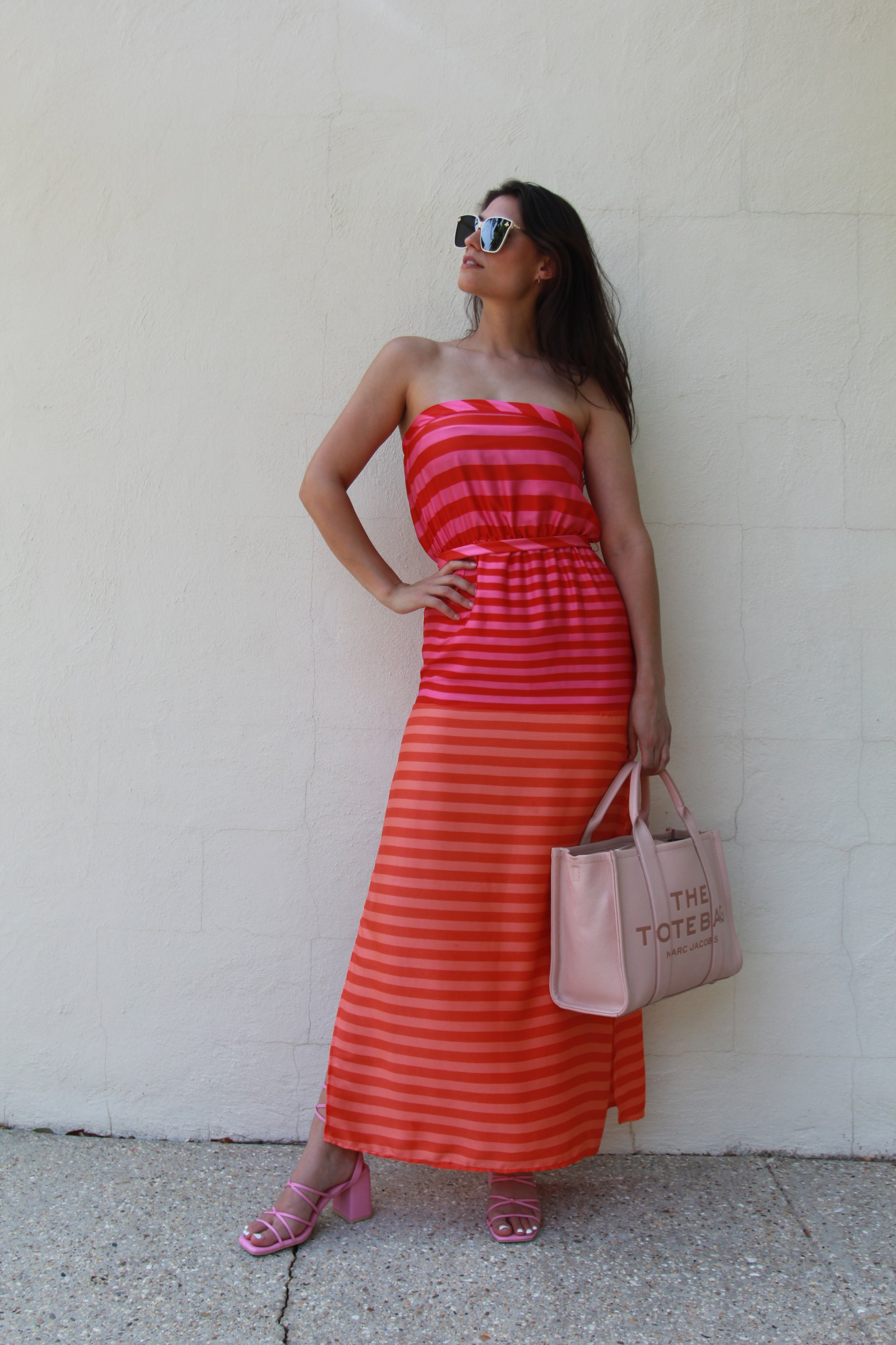 Strapless Striped Maxi