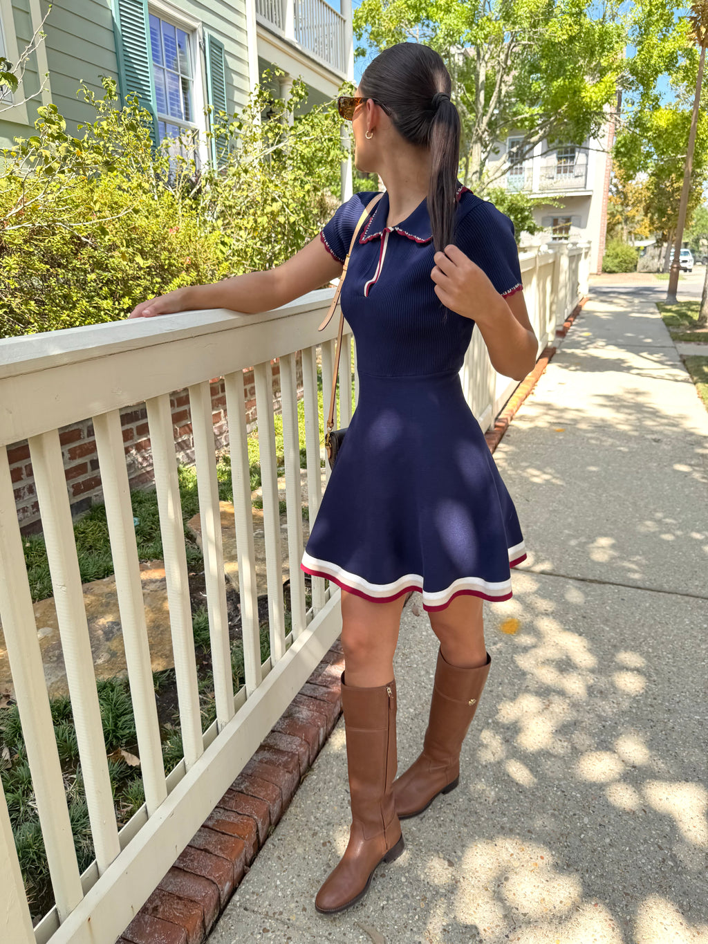 Navy Knit Polo Dress