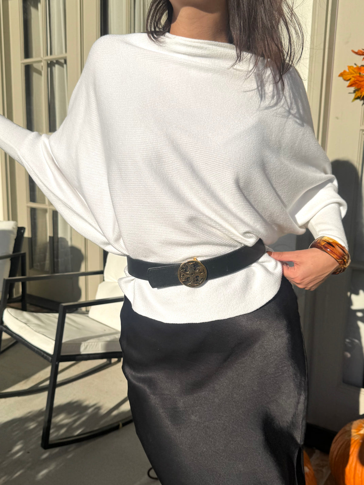 White Balloon Sleeve Sweater