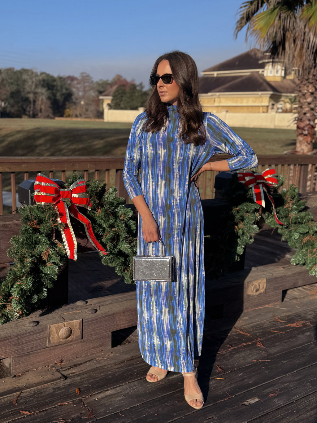 Marie Oliver Cobalt Blur Marble Turtleneck Midi