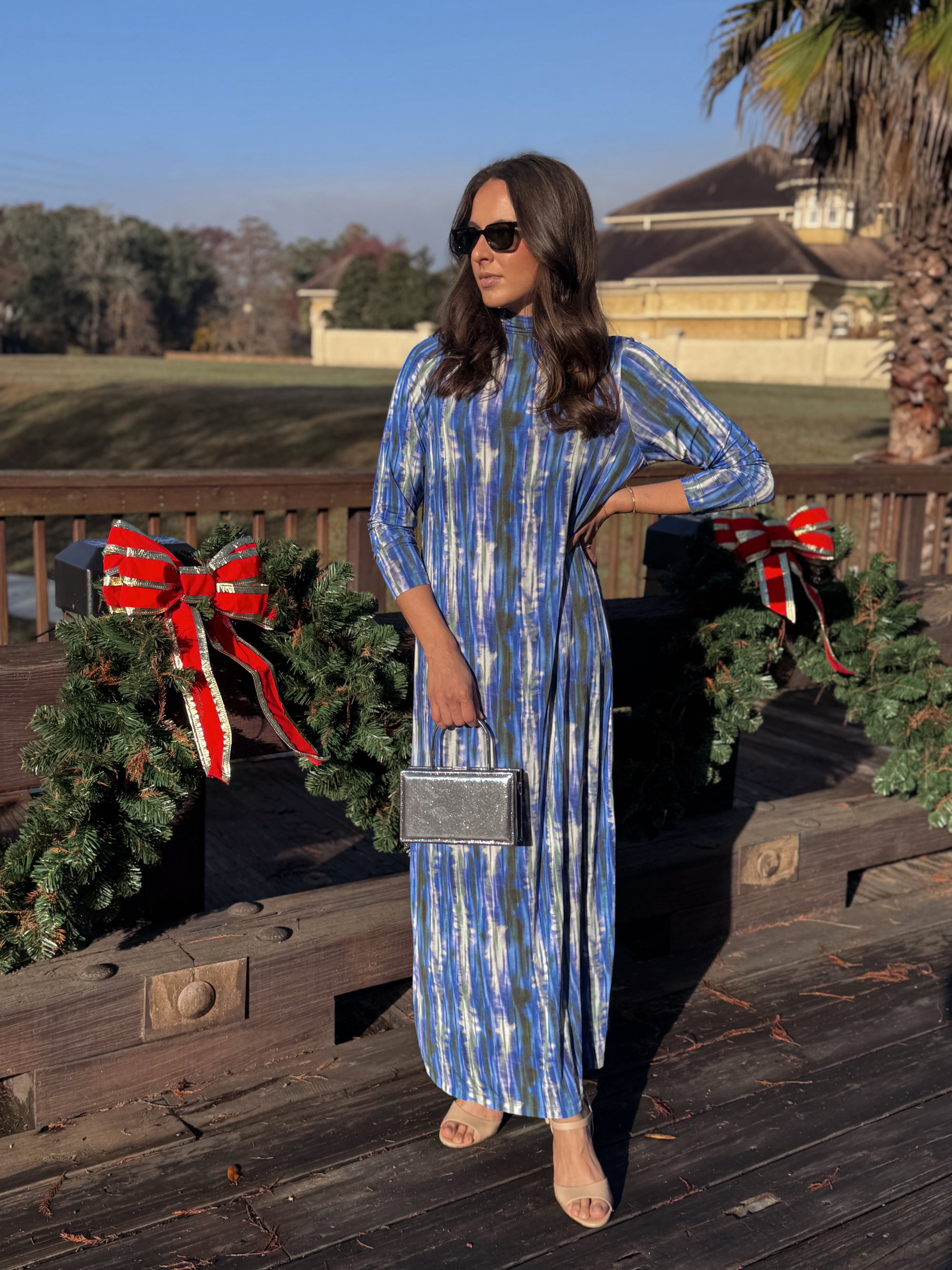 Marie Oliver Cobalt Blur Marble Turtleneck Midi