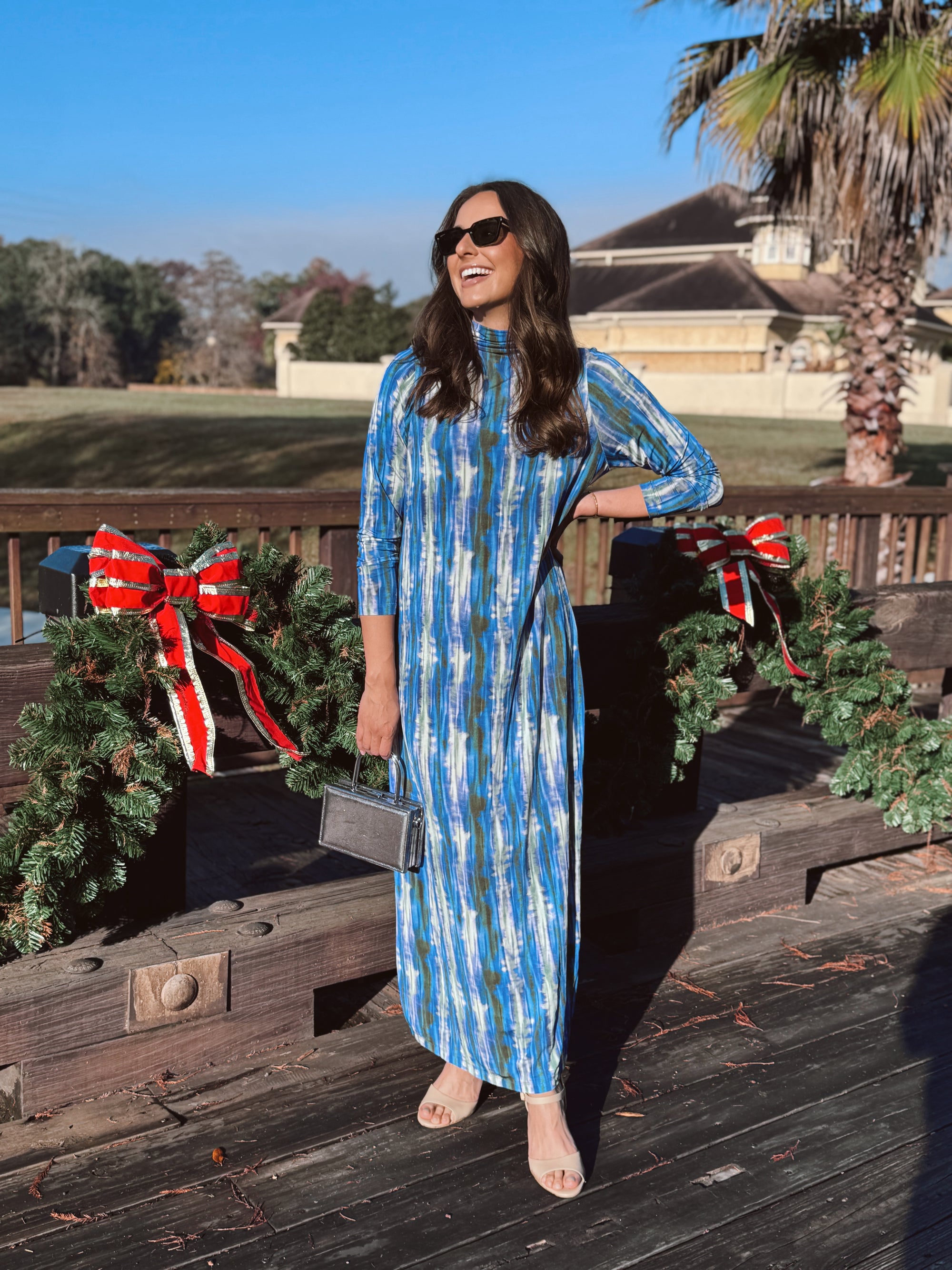 Marie Oliver Cobalt Blur Marble Turtleneck Midi