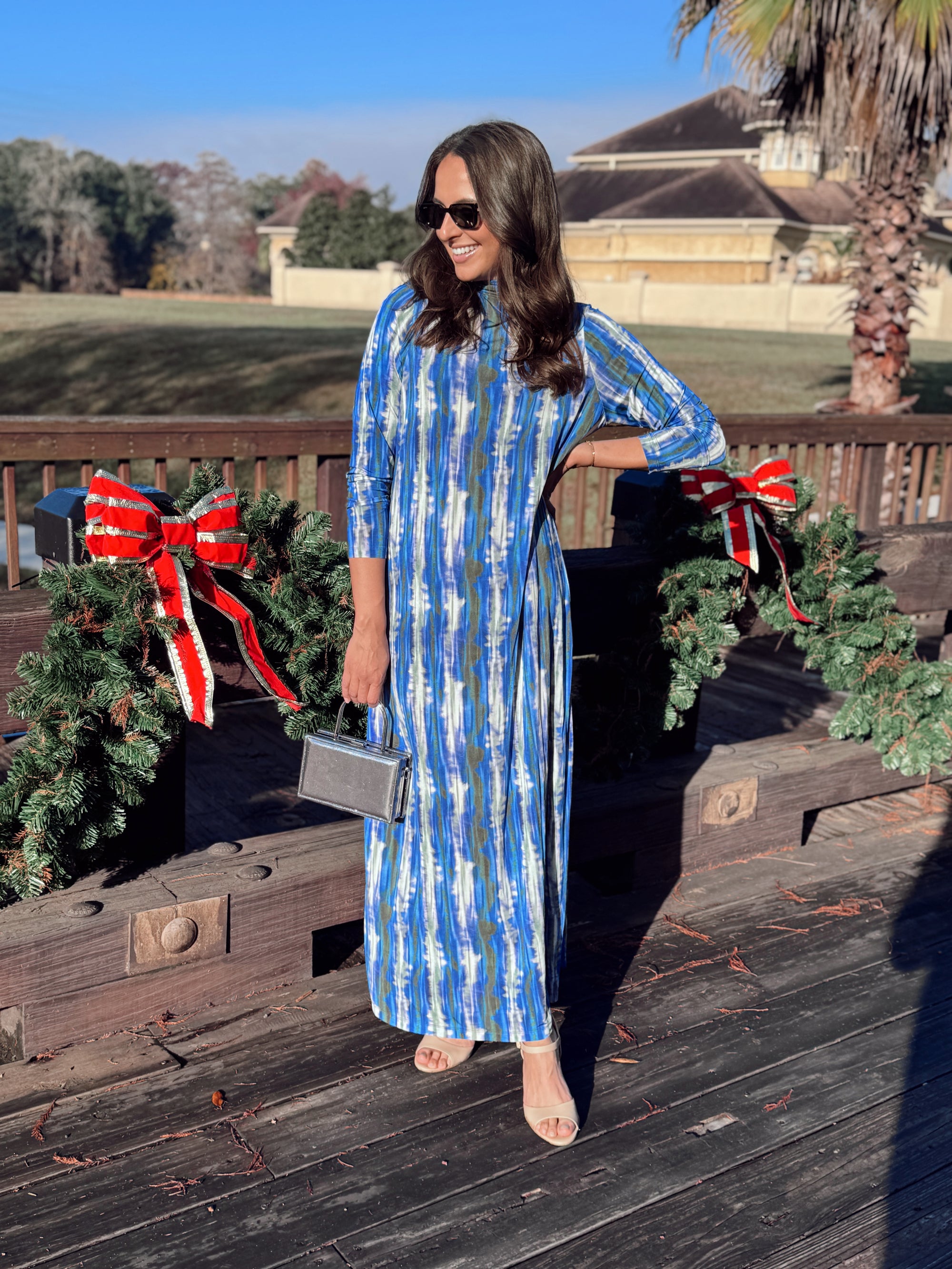 Marie Oliver Cobalt Blur Marble Turtleneck Midi