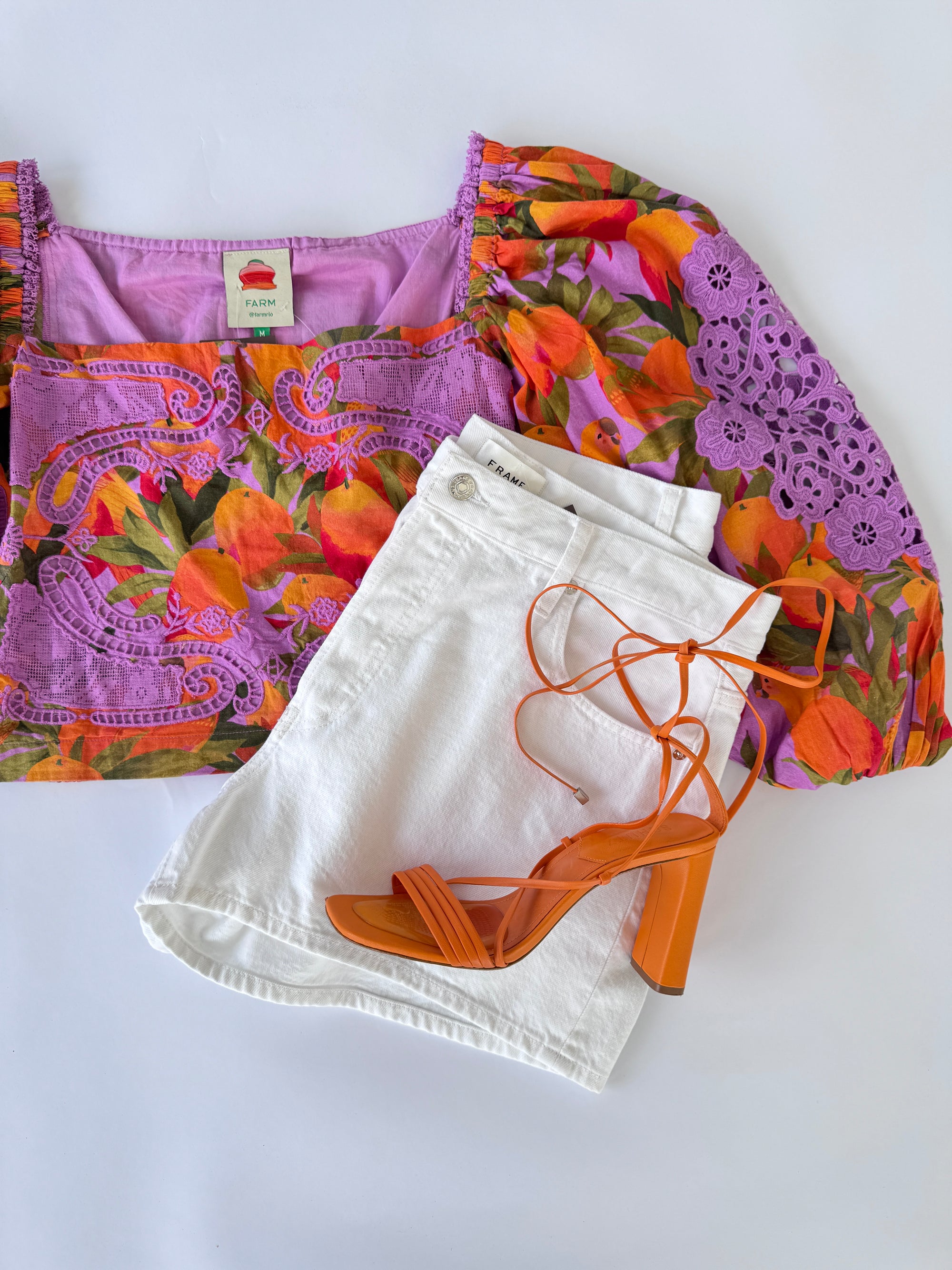 Farm Rio Mango Macaws Smocked Puff-Sleeve Blouse