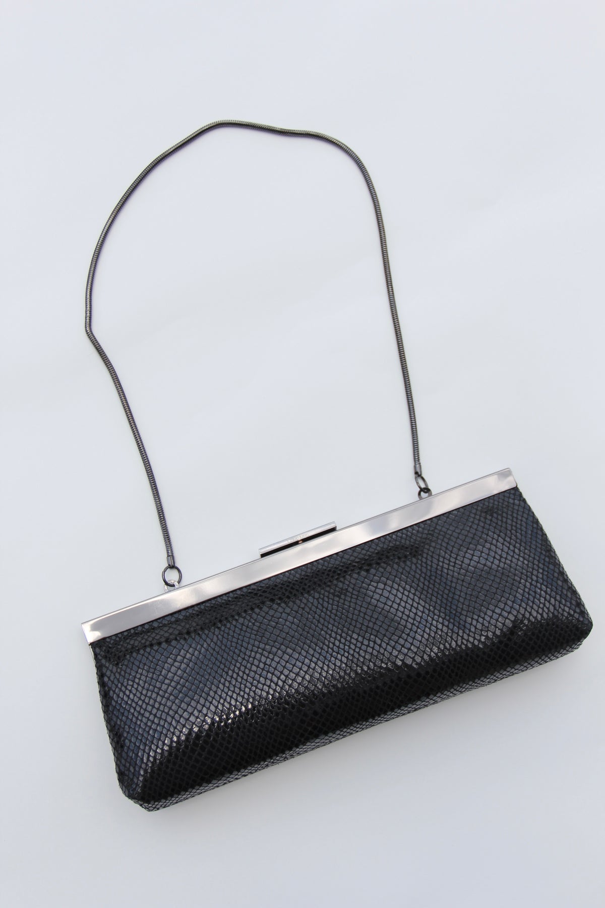 Calvin Klein Black Saffiano Embossed Leather Clutch