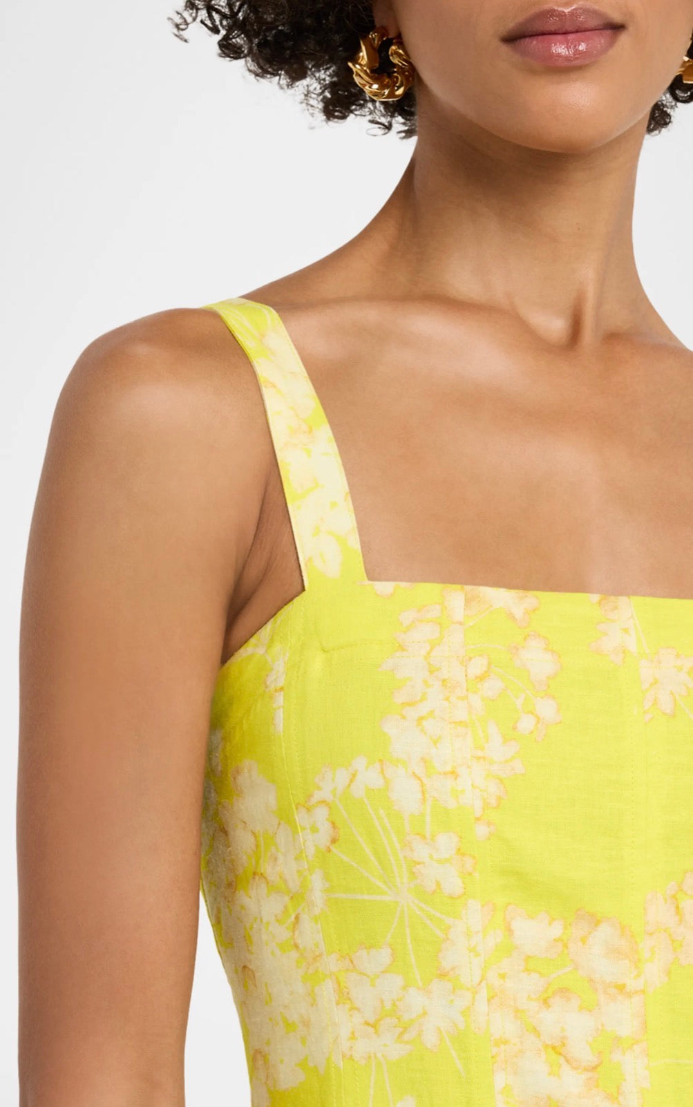 Marie Oliver Dixon Pleated Floral Midi Dress in Honeysuckle