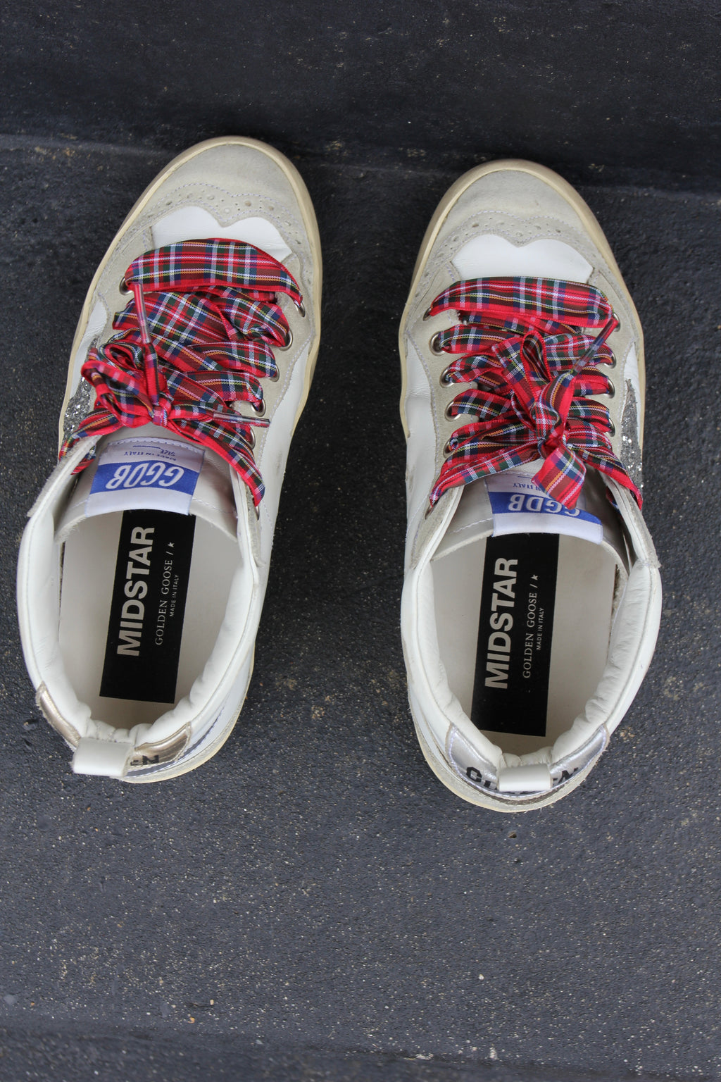 Golden Goose Mid Star “Follow Your Heart” Glitter Sneakers