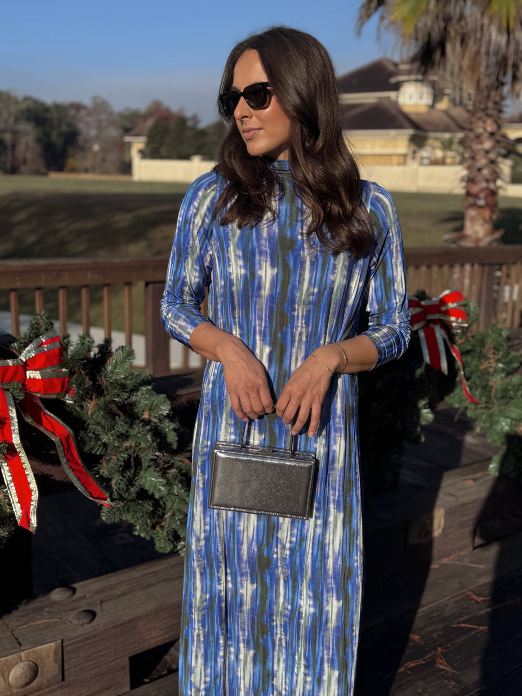 Marie Oliver Cobalt Blur Marble Turtleneck Midi