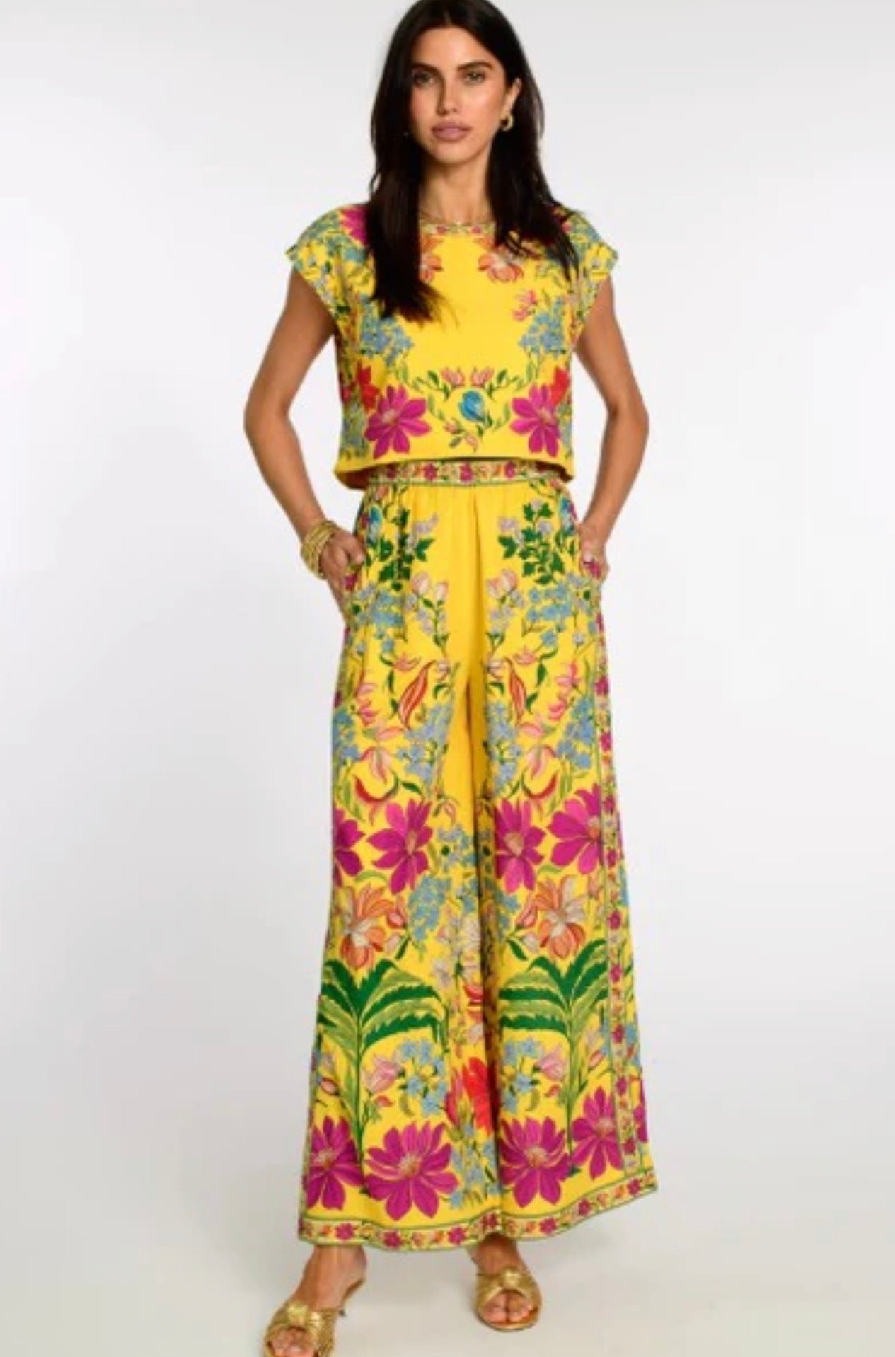 Elizabeth James The Label Yellow Floral Pant Set
