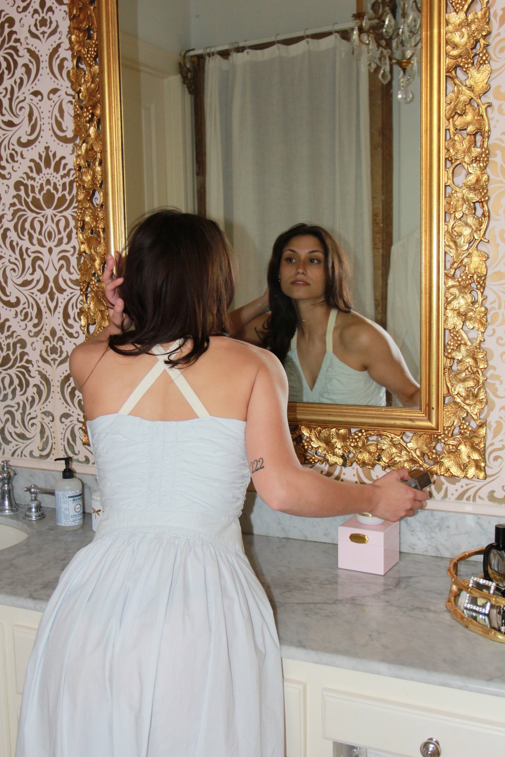 Ulla Johnson Laurelin Gathered Fit-And-Flare Blue Midi