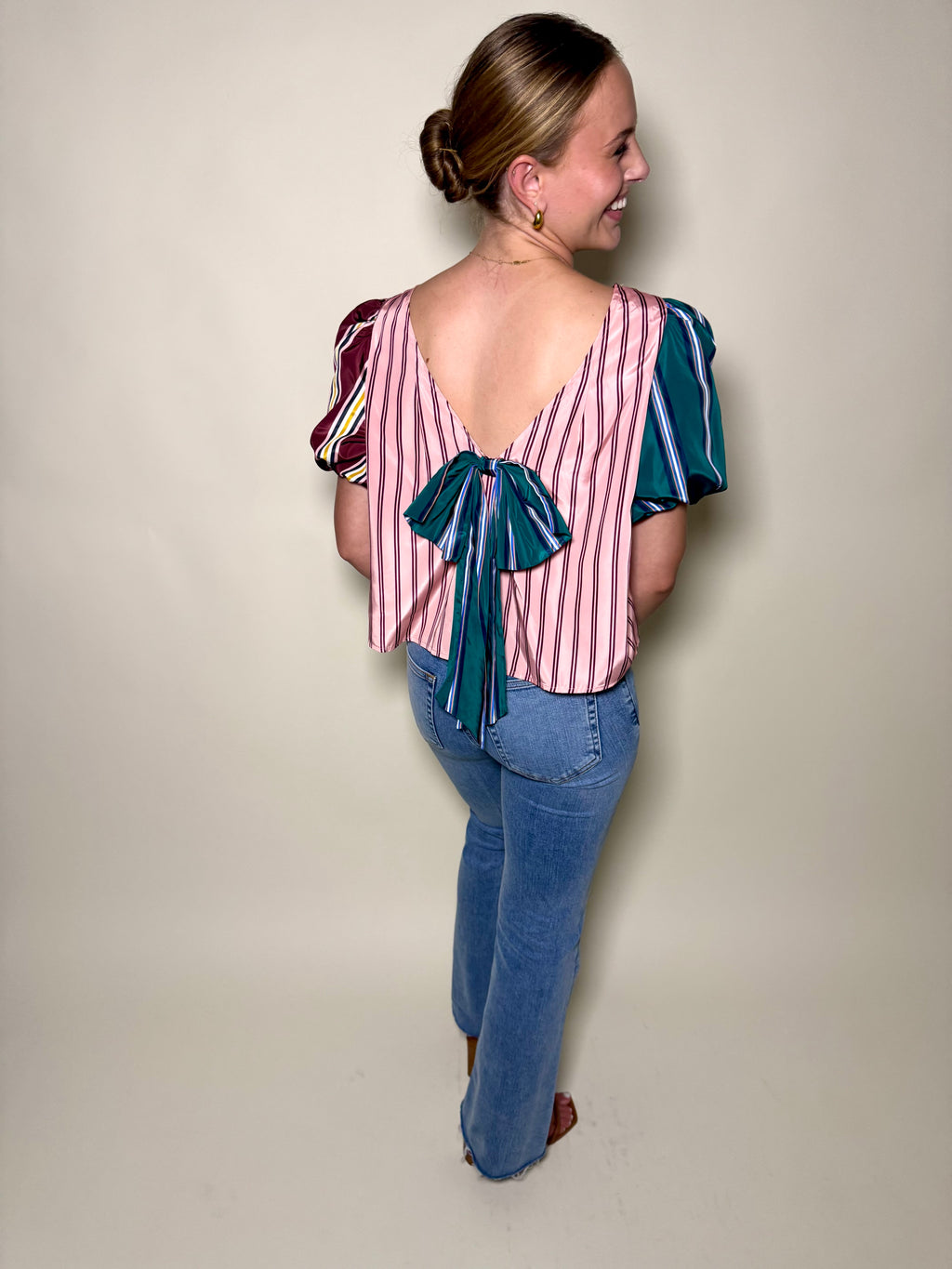 Maeve Taffeta Bow Swing Blouse