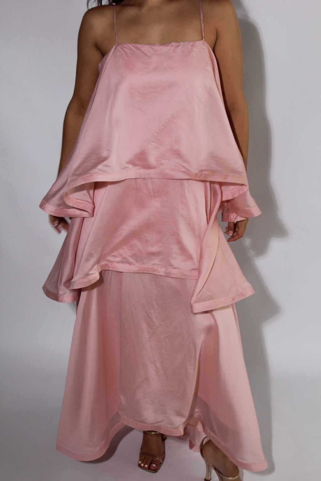 Elliatt Tilly Tiered Maxi Dress in Pale Pink