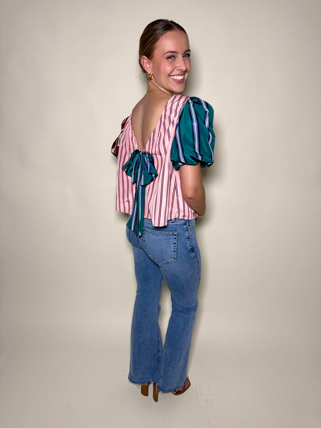 Maeve Taffeta Bow Swing Blouse