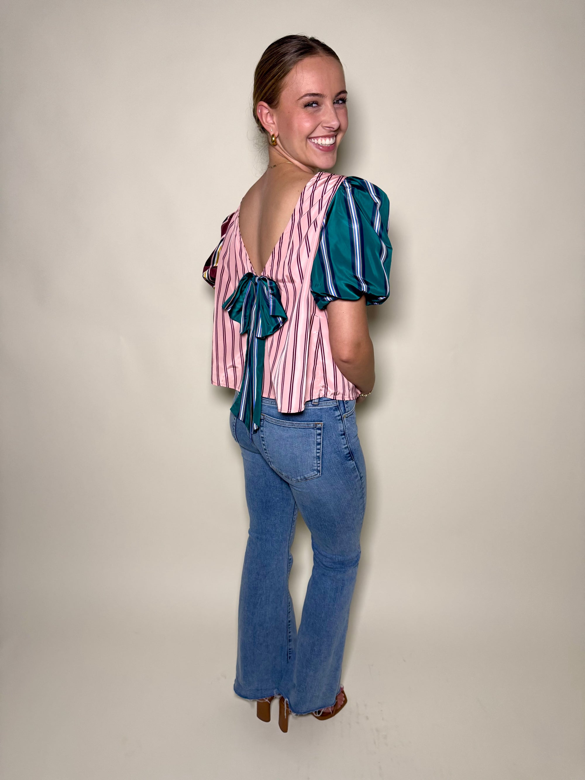 Maeve Taffeta Bow Swing Blouse