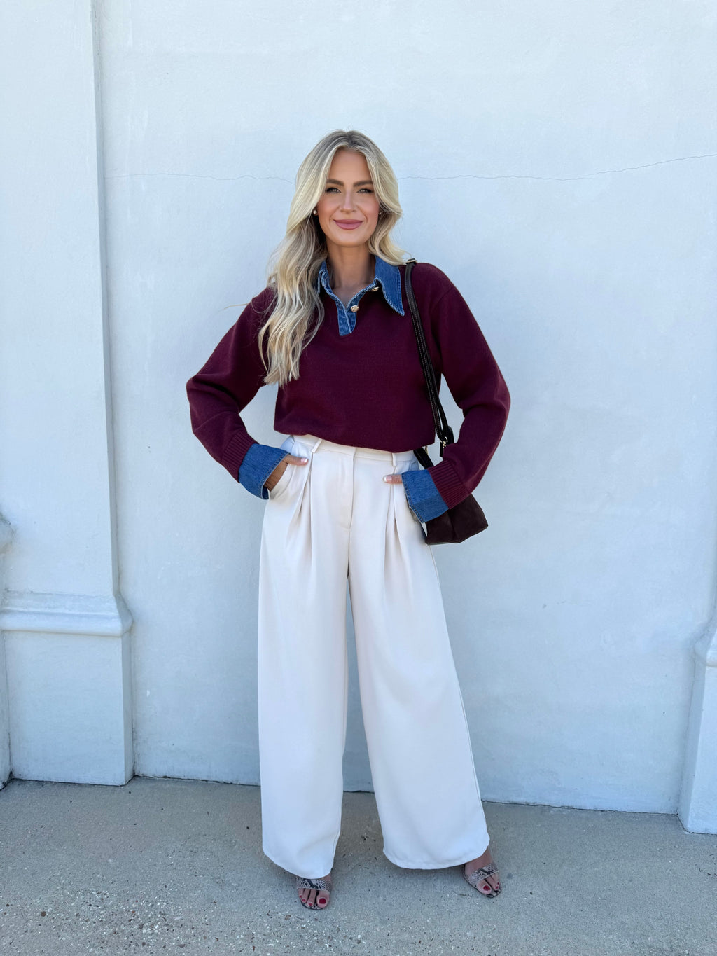 Pleated Wide Leg Trouser