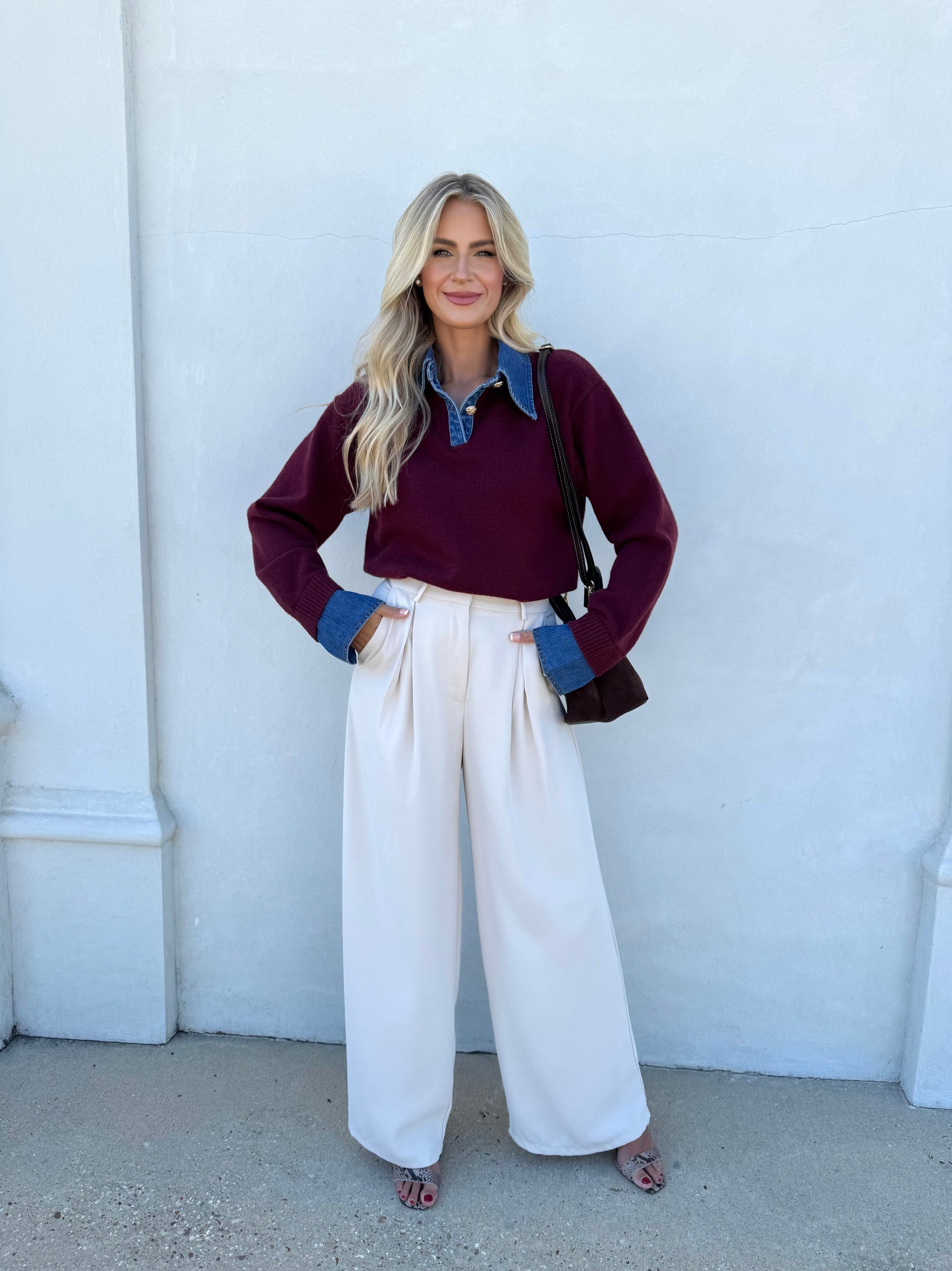 Pleated Wide Leg Trouser