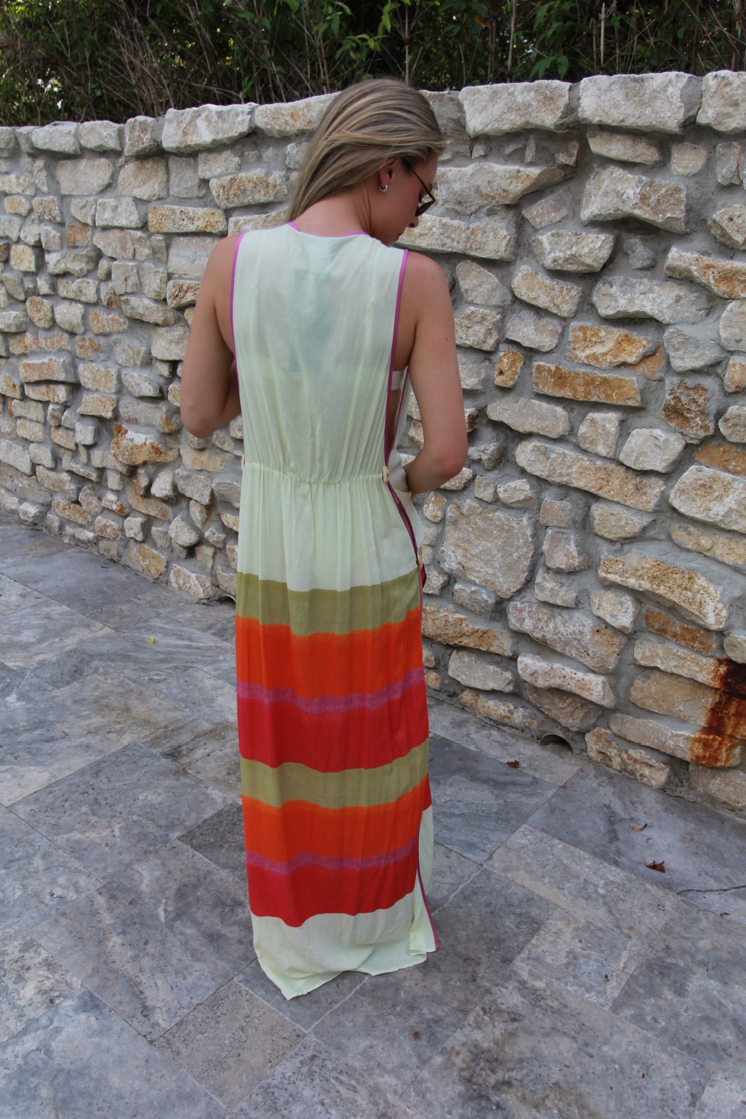 ViX Paula Hermanny Hiva Viola Stripe Maxi Dress Swim Cover-Up