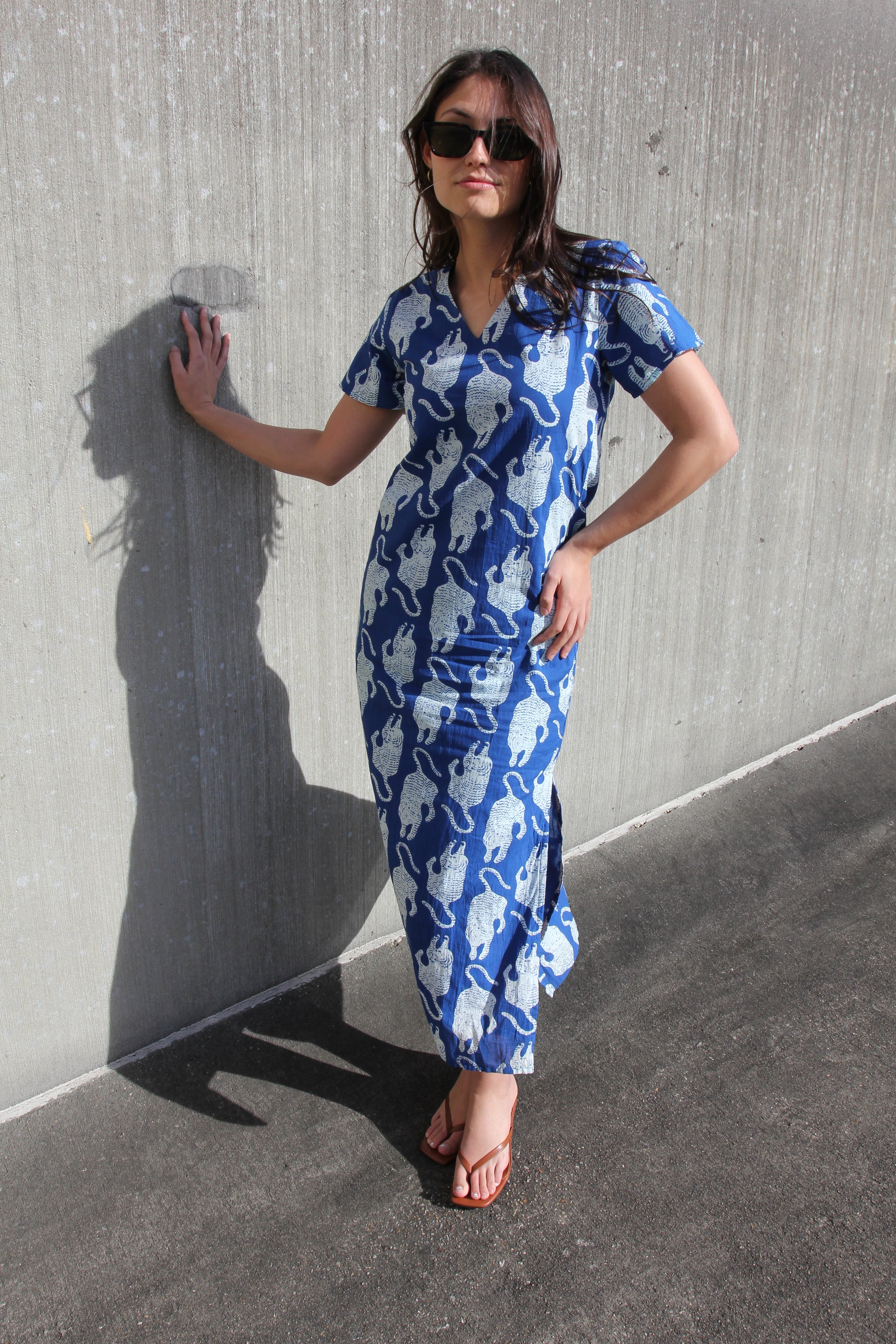 Anna Cate Blue Tiger Print Maxi