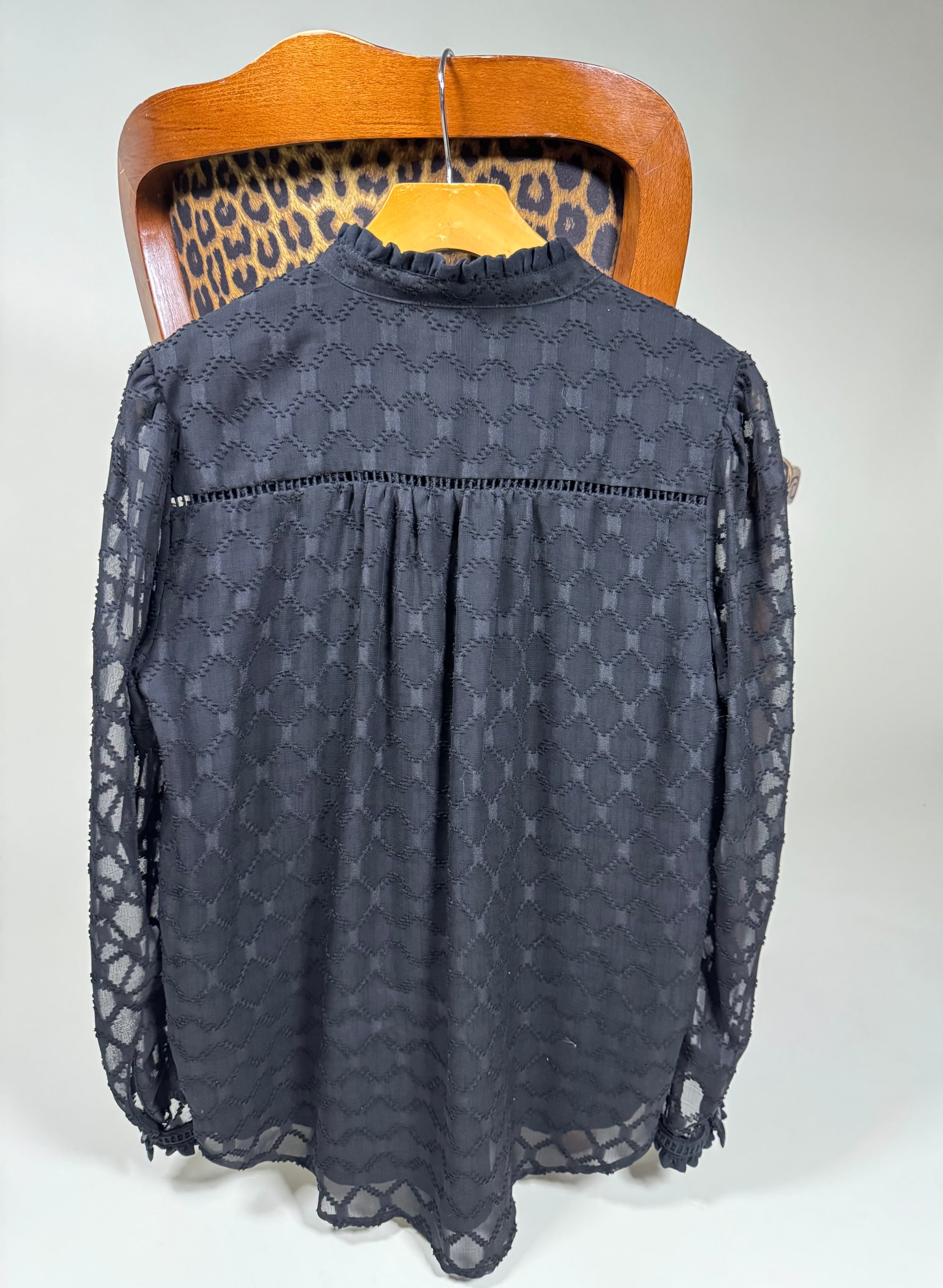Sheer long sleeve black blouse