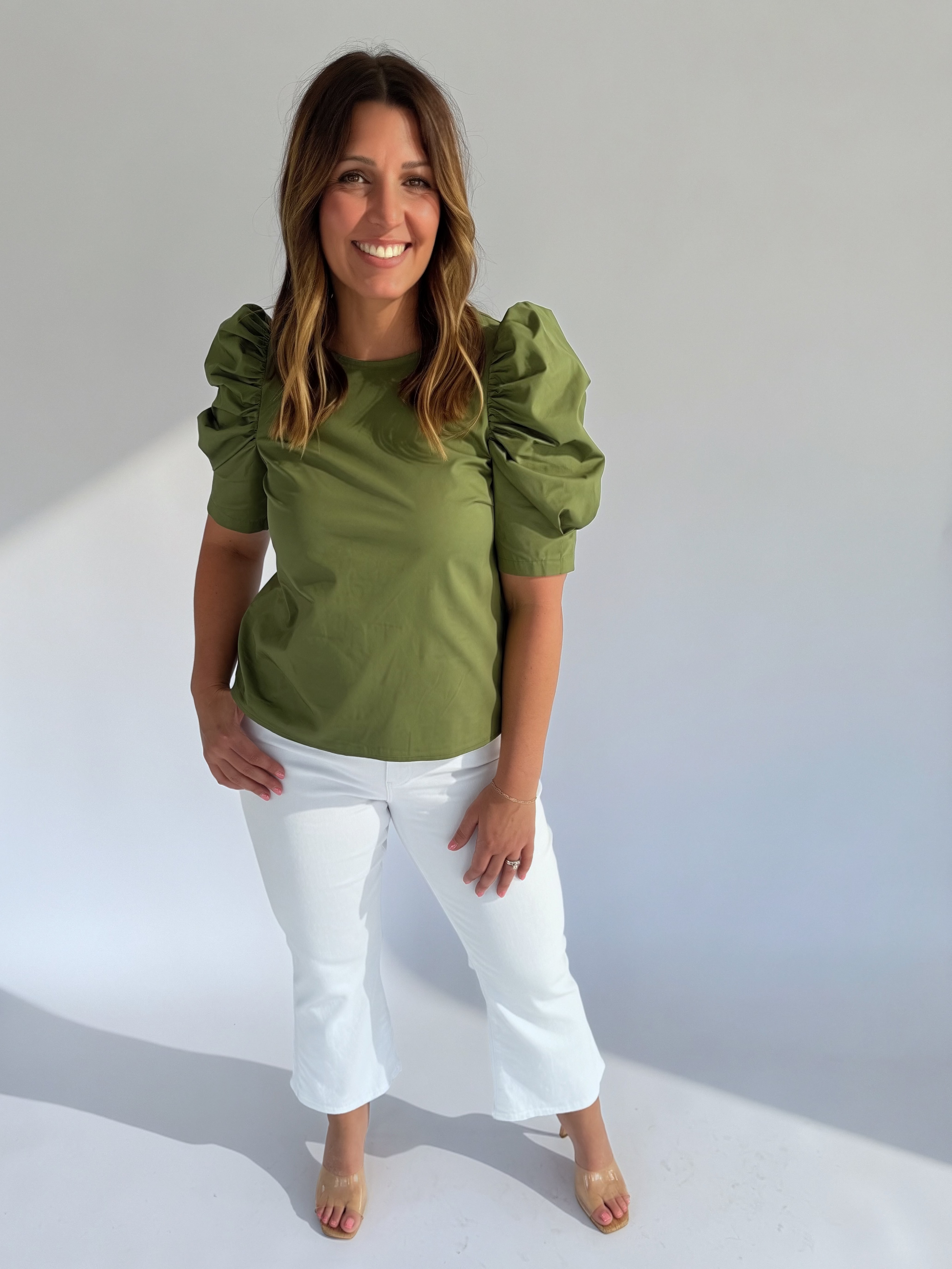Crosby Button Back Green Top