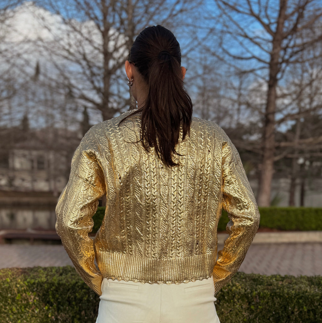 NWT Distressed Gold Sweater
