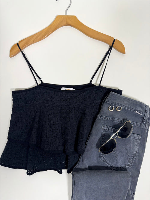 ALC black eyelet top
