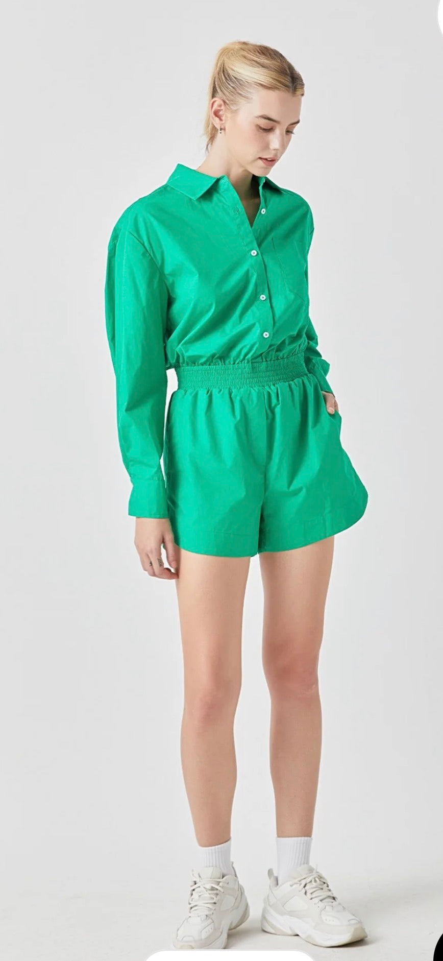 Grey Lab Kelly Green Romper