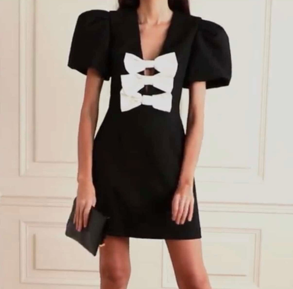 Rebecca Vallance Black and White Bow Dress
