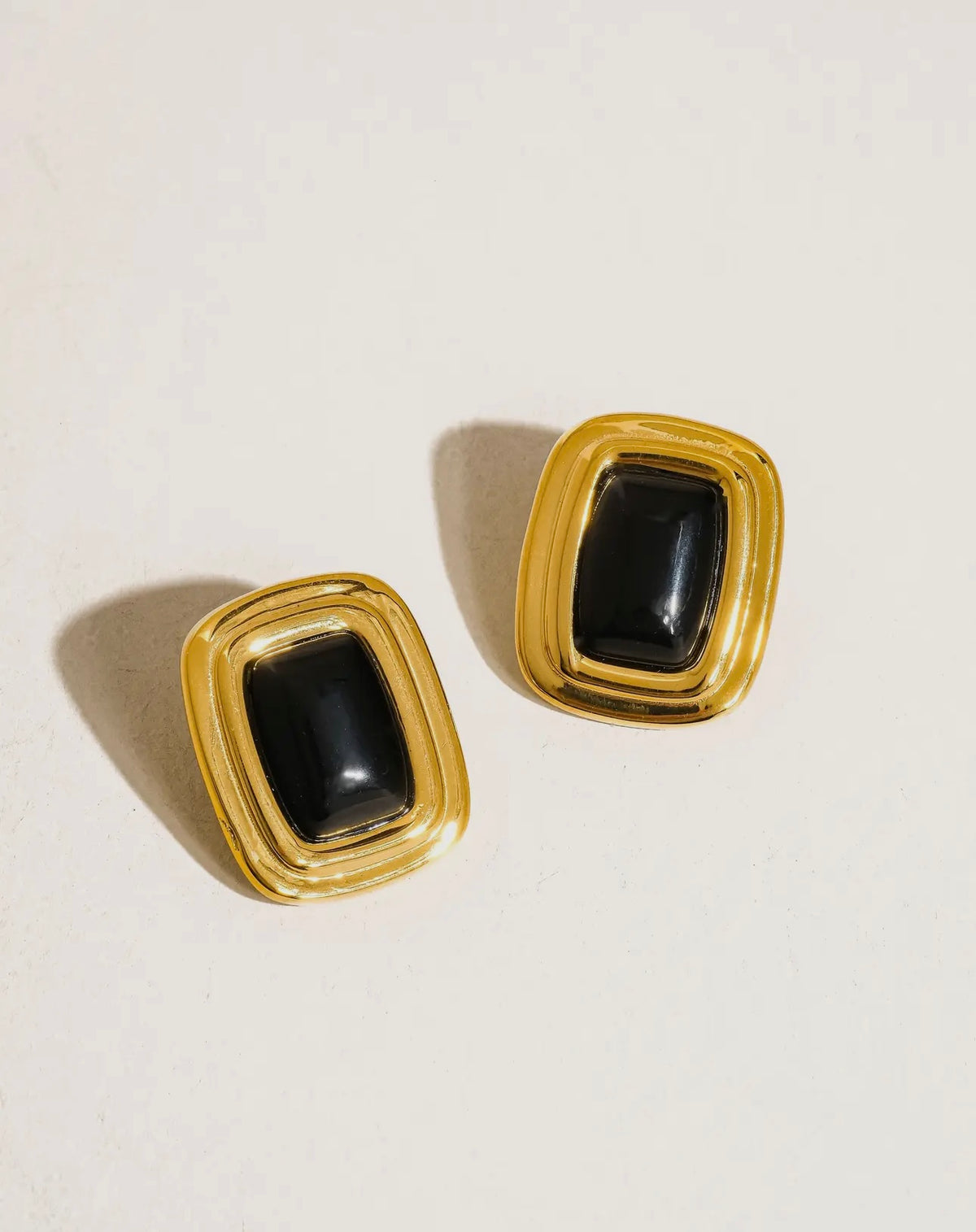Petra Gold Black Square Earring
