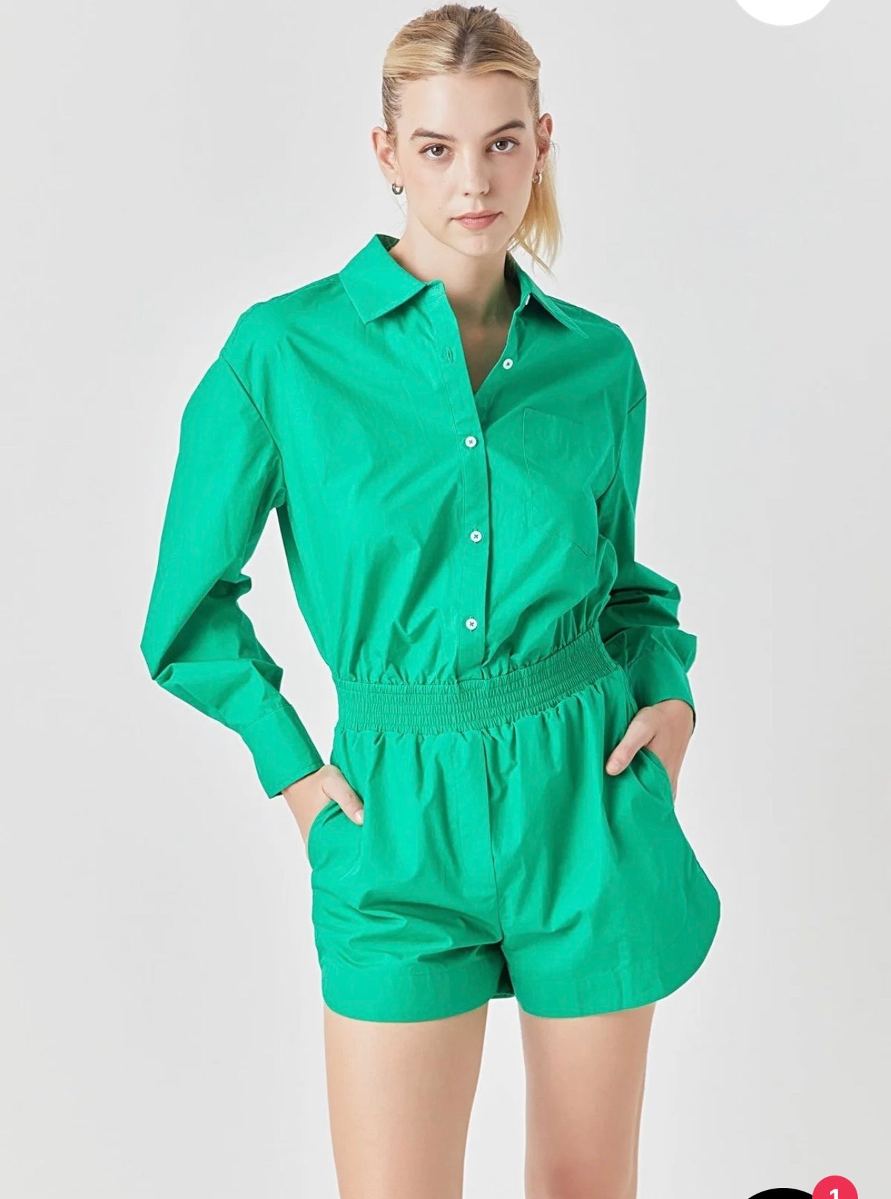 Grey Lab Kelly Green Romper