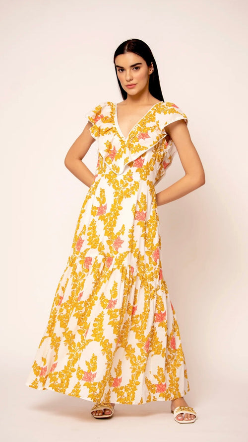 1814 Ella Dress in Bougainvillea Yellow