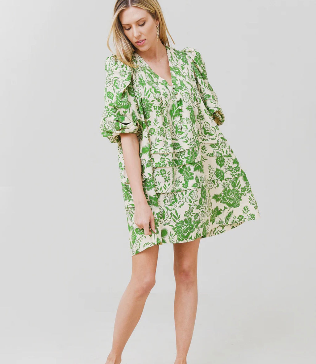 Hunter Bell Green + White Jenkins Dress