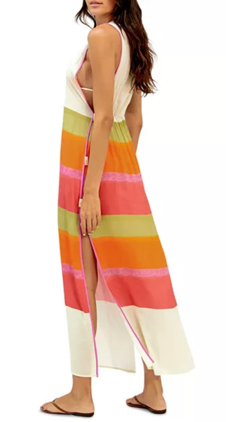 ViX Paula Hermanny Hiva Viola Stripe Maxi Dress Swim Cover-Up