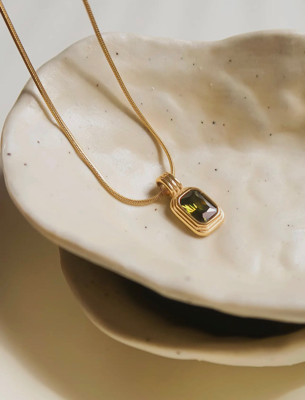 Green Square Pendant Necklace