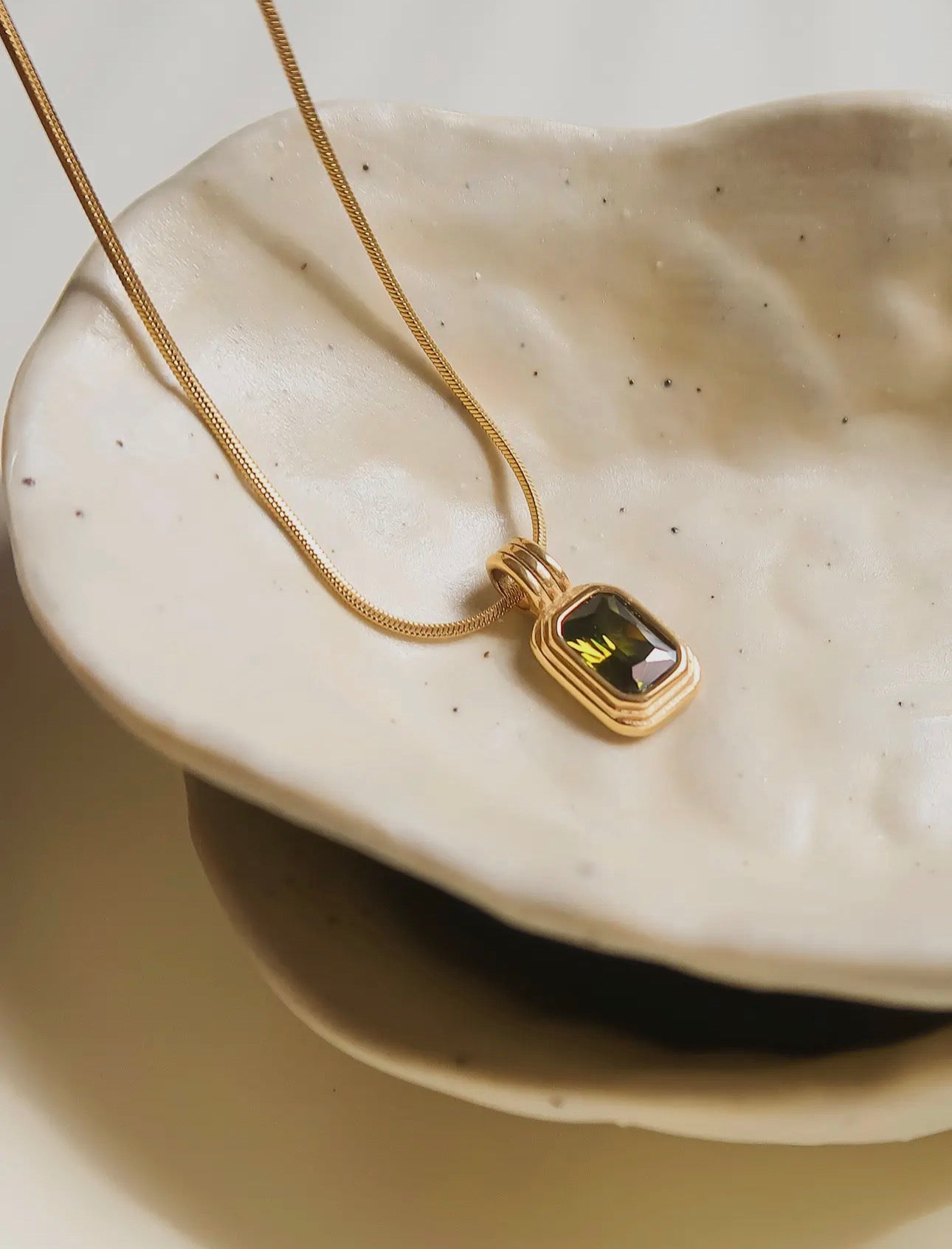 Green Square Pendant Necklace