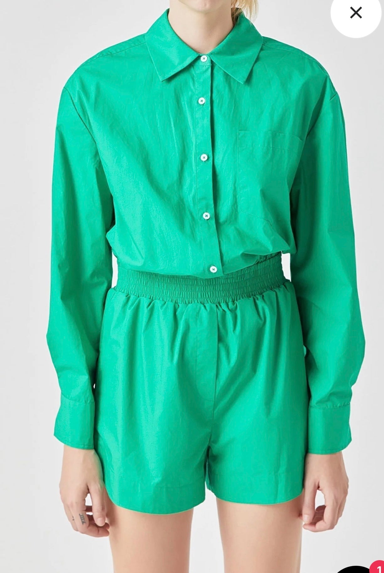 Grey Lab Kelly Green Romper