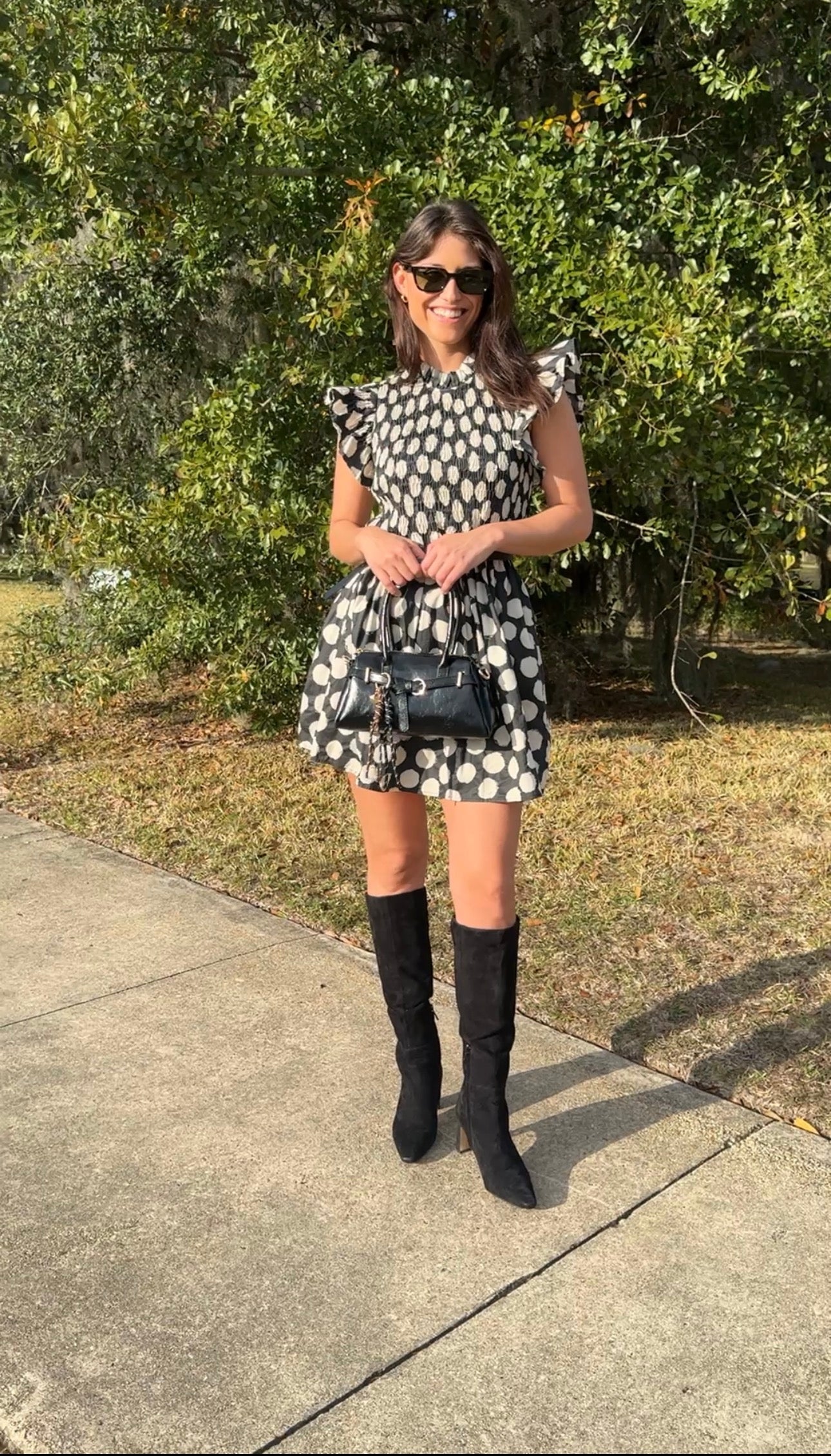 SEA Arline Polka Dot-Print Smocked Mini Dress