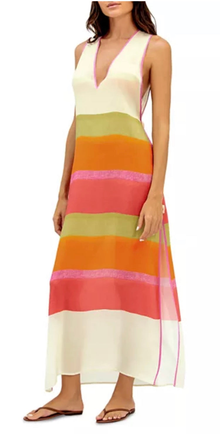 ViX Paula Hermanny Hiva Viola Stripe Maxi Dress Swim Cover-Up